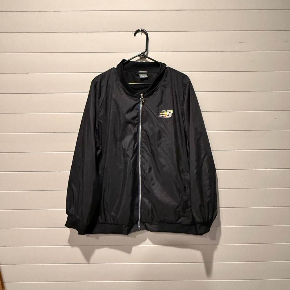 New Balance Bomber Windbreaker Jacket Womens 2X Black Full Zip Lightweight Sport